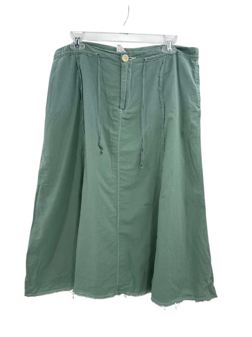 Eddie Bauer Sage Green Raw Hem Cotton Midi Skirt Cottagecore Boho Minimalist, 12